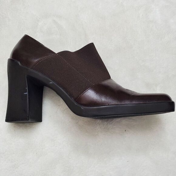 Bakers Womens Brown Shoes. Leather and Elastic for comfort. 3" Chunky Block Heel - Picture 1 of 11